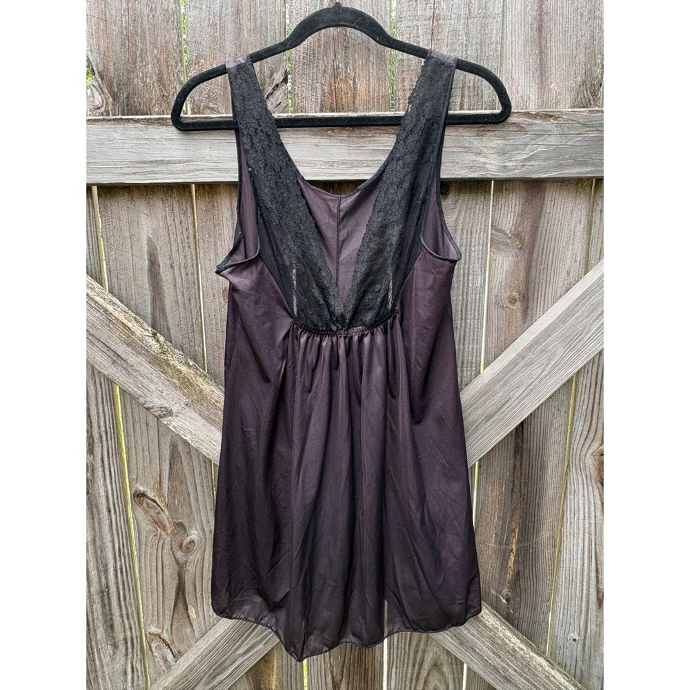 Vintage JC Penney Blak Lace V-Neck Babydoll Chemise Nightgown Large RN16073